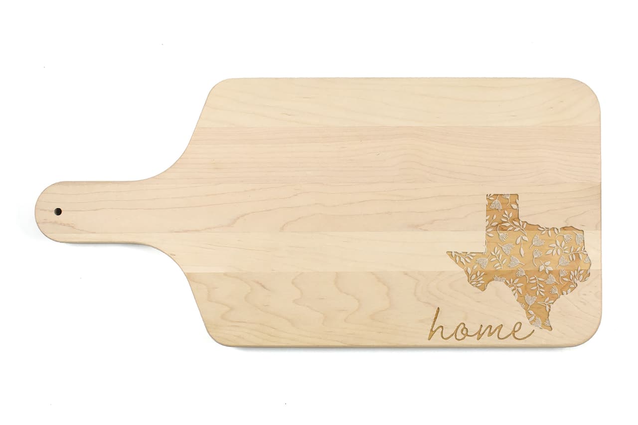 17" Floral Home State Maple Paddle Cutting Board